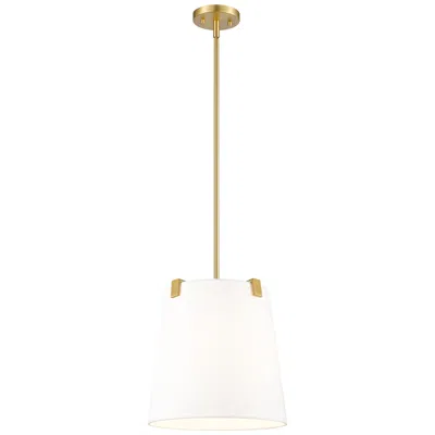 Z-lite Weston 13" Wide Modern Gold And White Linen Pendant Light