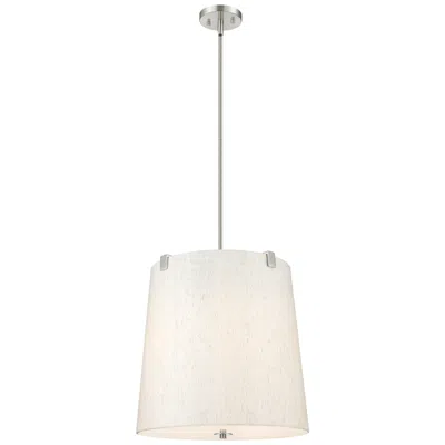 Z-lite Weston 18"w Brushed Nickel And Cream Fabric Pendant Light