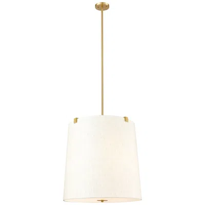 Z-lite Weston 24" Wide Gold And White Linen 6-light Modern Pendant