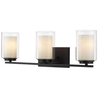 Z-lite Willow 24" Wide Matte Black 3-light Vanity Bath Light