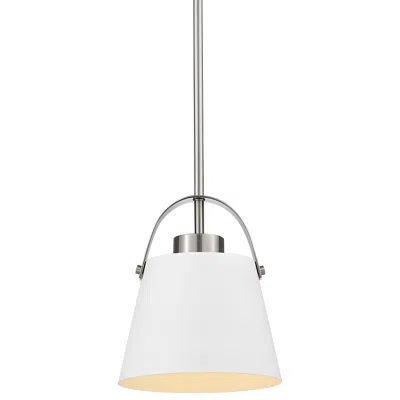 Z-lite Z-studio By  Matte White + Brushed Nickel 8 Inch 1 Light Mini Pendant