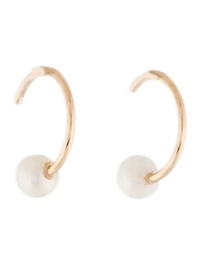 Pre-owned Zoë Chicco 14k Cultured Pearl Reverse Huggie Hoop Earrings In Multicolor