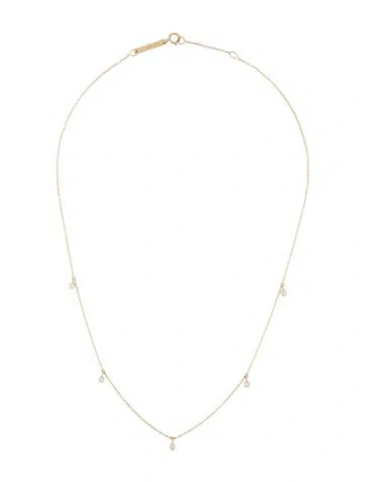 Pre-owned Zoë Chicco 14k Diamond 5 Dangling Bezel Necklace, 16" In Multicolor