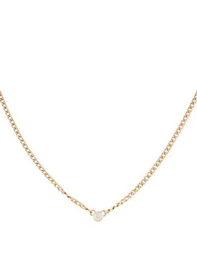 Pre-owned Zoë Chicco 14k Diamond Bezel Xs Curb Chain Necklace, 16" In Multi