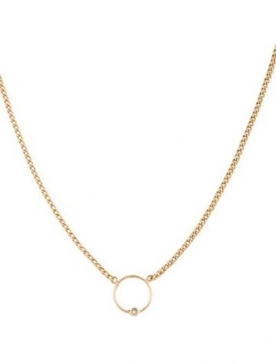 Pre-owned Zoë Chicco 14k Diamond Circle Pendant Necklace, 16.5" In Multicolor