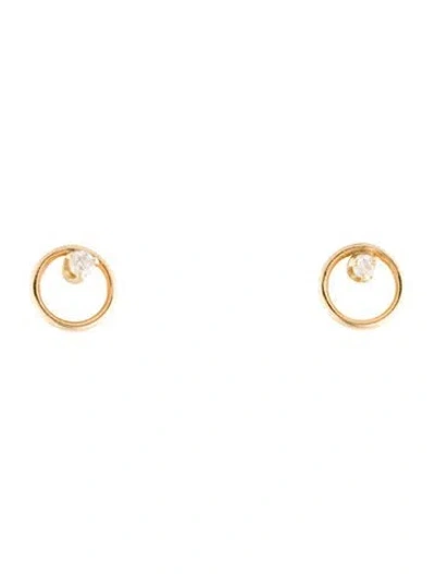Pre-owned Zoë Chicco 14k Diamond Circle Prong Small Stud Earrings In Multi