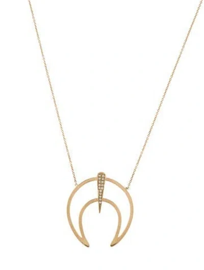 Pre-owned Zoë Chicco 14k Diamond Crescent Horn Pendant Necklace, 18.25" In Multicolor