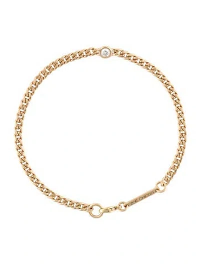 Pre-owned Zoë Chicco 14k Diamond Curb Chain Bracelet, 6.5" In Multicolor
