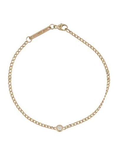 Pre-owned Zoë Chicco 14k Diamond Curb Chain Link Bracelet, 6.5" In Multi
