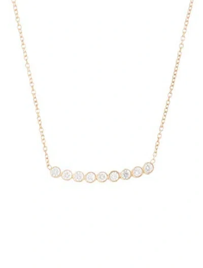 Pre-owned Zoë Chicco 14k Diamond Curved Bar Necklace, 16" In Multi
