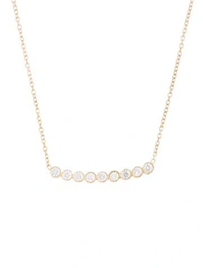 Pre-owned Zoë Chicco 14k Diamond Curved Bar Necklace, 16" In Multicolor