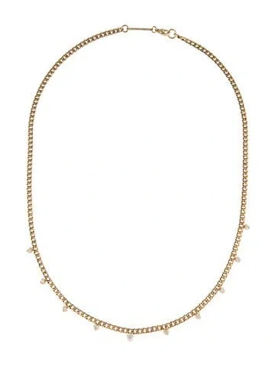 Pre-owned Zoë Chicco 14k Diamond Dangling Prong Small Curb Chain Necklace, 16.75" In Multi