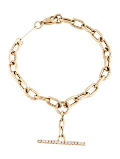 Pre-owned Zoë Chicco 14k Diamond Extra Large Toggle Bracelet, 6.25" In Multicolor