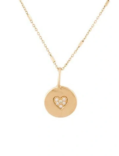 Pre-owned Zoë Chicco 14k Diamond Heart Disc Tiny Bar Cable Chain Necklace, 18" In Multicolor