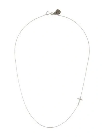 Pre-owned Zoë Chicco 14k Diamond Horizontal Pavé Cross Necklace, 16" In Multi