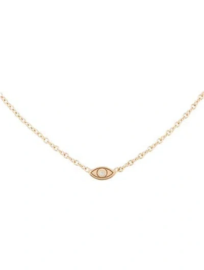 Pre-owned Zoë Chicco 14k Diamond Itty Bitty Evil Eye Pendant Necklace, 16" In Multi