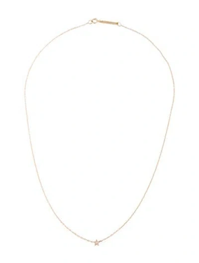 Pre-owned Zoë Chicco 14k Diamond Itty Bitty Pavé Star Necklace, 16" In Multicolor