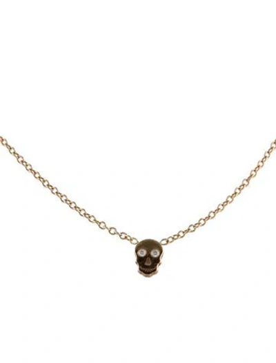 Pre-owned Zoë Chicco 14k Diamond Itty Bitty Skull Pendant Necklace, 16" In Multi