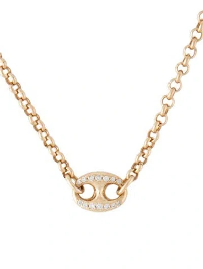 Pre-owned Zoë Chicco 14k Diamond Large Mariner Link Pendant Necklace, 16" In Multicolor