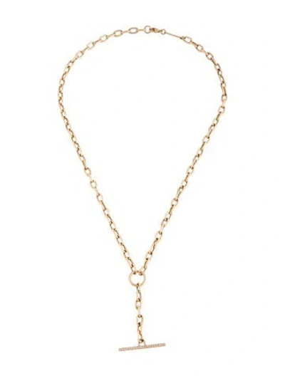 Pre-owned Zoë Chicco 14k Diamond Large Square Faux Toggle Lariat Necklace, 18" In Multicolor