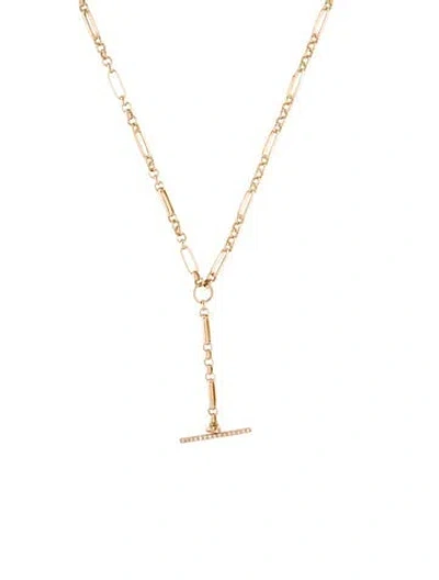 Pre-owned Zoë Chicco 14k Diamond Medium Paperclip Rolo Chain Toggle Necklace, 18" In Multi