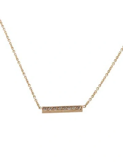 Pre-owned Zoë Chicco 14k Diamond Mini Bar Pendant Necklace, 16" In Multi