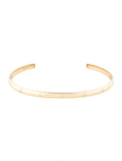 Pre-owned Zoë Chicco 14k Diamond Narrow Aura Cuff, 6.5" In Multi