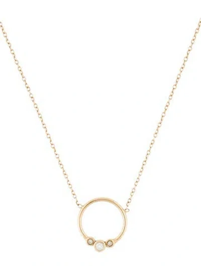 Pre-owned Zoë Chicco 14k Diamond Open Circle Pendant Necklace, 17" In Multi