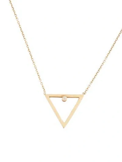 Pre-owned Zoë Chicco 14k Diamond Open Triangle Pendant Necklace, 16" In Multi