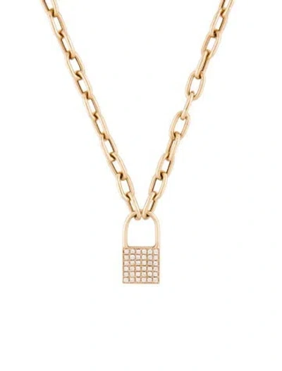 Pre-owned Zoë Chicco 14k Diamond Padlock Pendant Necklace In Multi