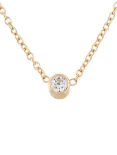 Pre-owned Zoë Chicco 14k Diamond Single Bezel Pendant Necklace, 16" In Multi