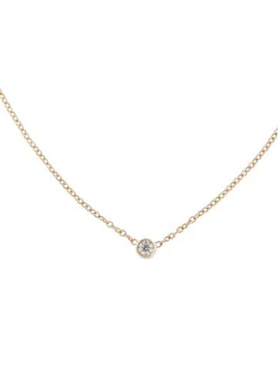 Pre-owned Zoë Chicco 14k Diamond Single Bezel Pendant Necklace, 16" In Multicolor