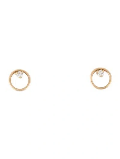 Pre-owned Zoë Chicco 14k Diamond Small Circle Stud Earrings In Multi
