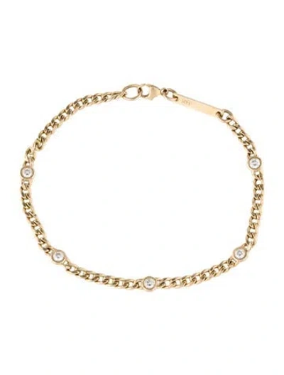Pre-owned Zoë Chicco 14k Diamond Small Curb Chain Bracelet, 6.75" In Multi