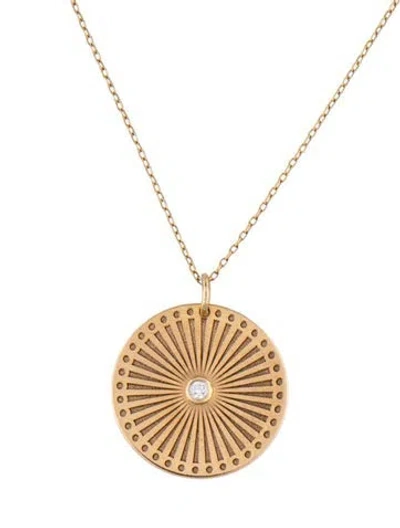 Pre-owned Zoë Chicco 14k Diamond Sunbeam Medallion Pendant Necklace, 21.25" In Multicolor