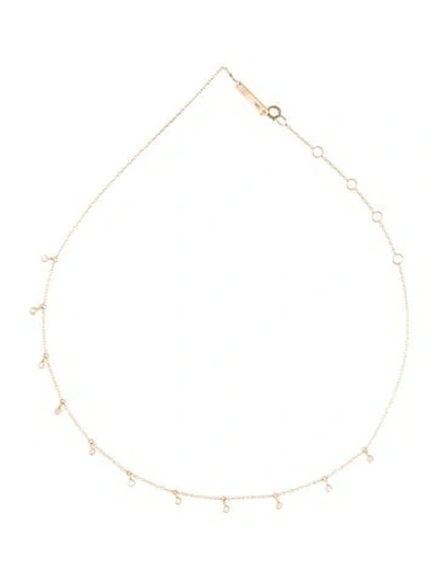 Pre-owned Zoë Chicco 14k Diamond Tiny Dangling Choker Necklace, 14" In Multi