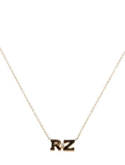 Pre-owned Zoë Chicco 14k Diamond Two Letter "rz" Initial Necklace, 16" In Multi