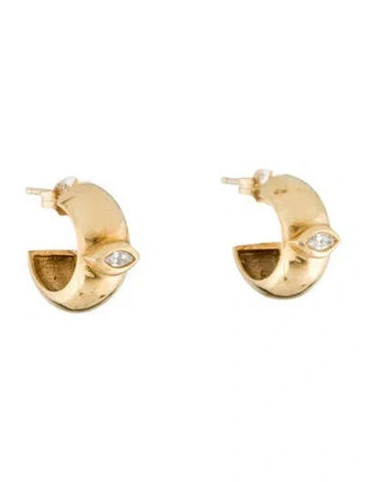 Pre-owned Zoë Chicco 14k Diamond Wide Chubby Huggie Hoop Earrings In Multi