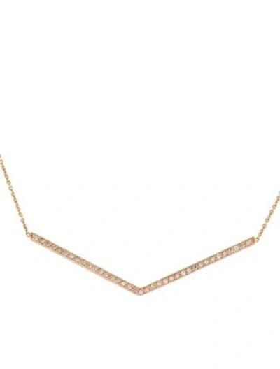 Pre-owned Zoë Chicco 14k Diamond Wide V Pendant Necklace, 16" In Multicolor