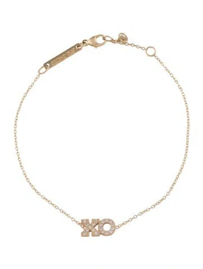 Pre-owned Zoë Chicco 14k Diamond Xo Letter Bracelet, 7.75" In Multi