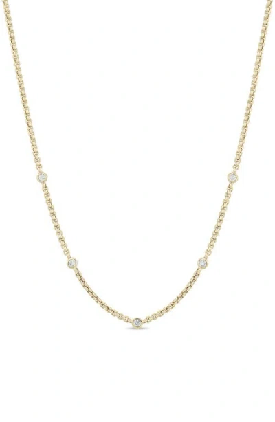 Zoë Chicco 14k Gold 5-diamond Box Necklace