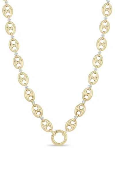 Zoë Chicco 14k Gold Diamond Large Mariner Link Enhancer Necklace In Metallic