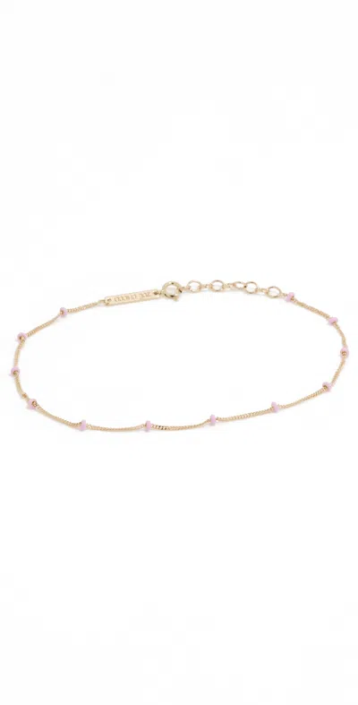 Zoë Chicco 14k Gold Enamel Satellite Chain Anklet Pink