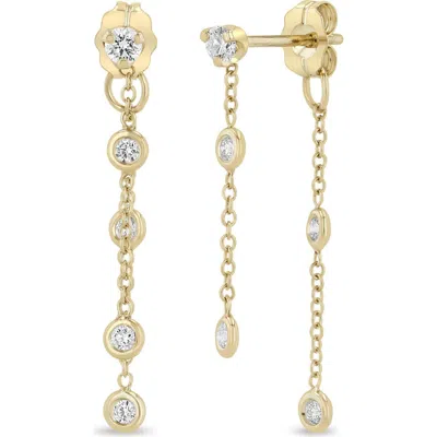 Zoë Chicco 14k Gold Floating Diamond Front/back Earrings