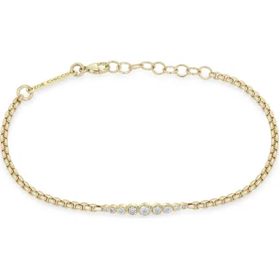 Zoë Chicco 14k Gold Graduated Bezel Diamond Bracelet In Pattern