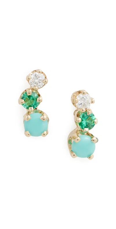 Zoë Chicco 14k Gold Mixed Diamond And Gemstones Earrings 14k Yellow Gold