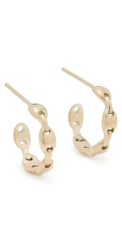 Zoë Chicco 14k Gold Small Mariner Hard Link Huggie Hoop Earrings 14k Yellow Gold