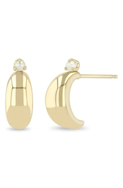 Zoë Chicco 14k Gold Thin Pearl Hoop Earrings
