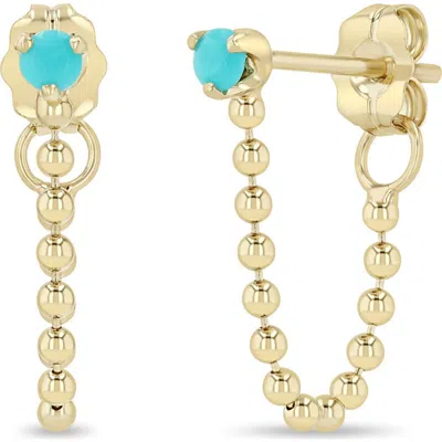 Zoë Chicco 14k Gold Turquoise Bead Front/back Earrings