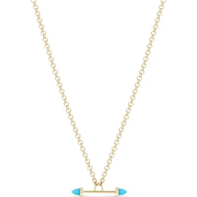 Zoë Chicco 14k Gold Turquoise Rolo Necklace In Neutral